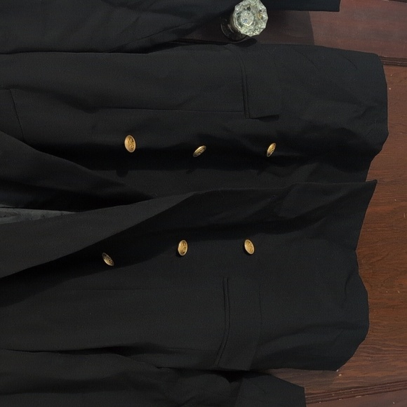 Talbots Wool Academia Double Breasted Black Blazer Size 14 - Picture 4 of 7